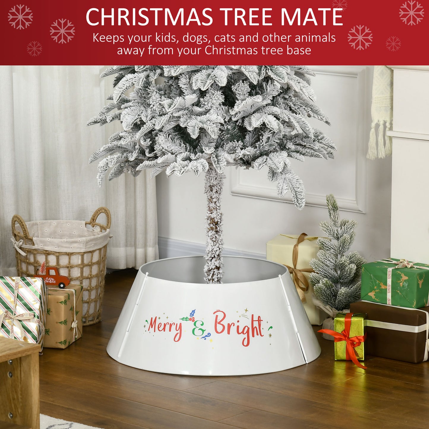 Christmas Tree Collar - Cream White Steel Decoration, 26"
