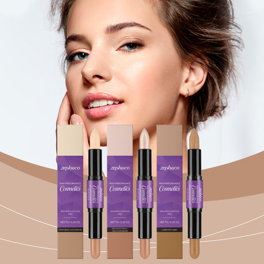 2-in-1 Cream Highlight & Contour Stick Set with Matte, Amber & Gloss Finishes