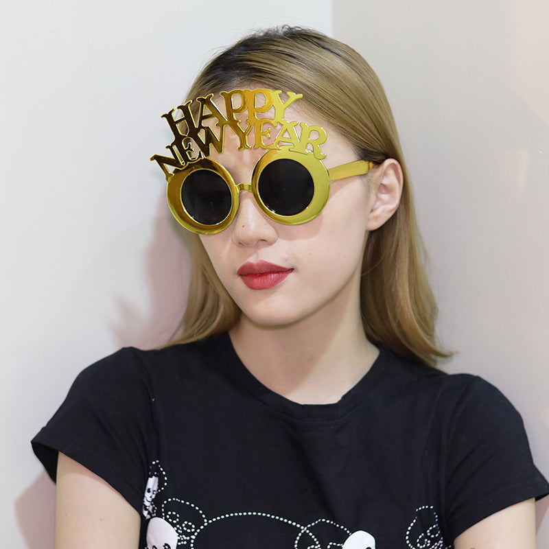 Funny New Year Party Glasses Supplies Photo Props Unisex Dress Up Accessories