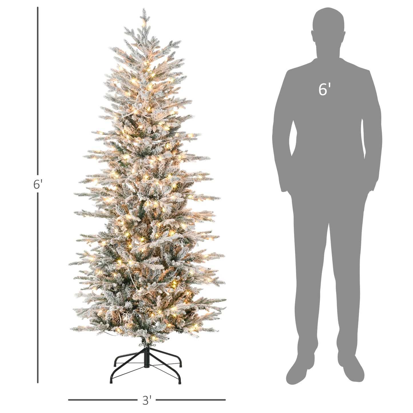 6ft Pre-Lit Artificial Flocked Christmas Tree with Warm Lights