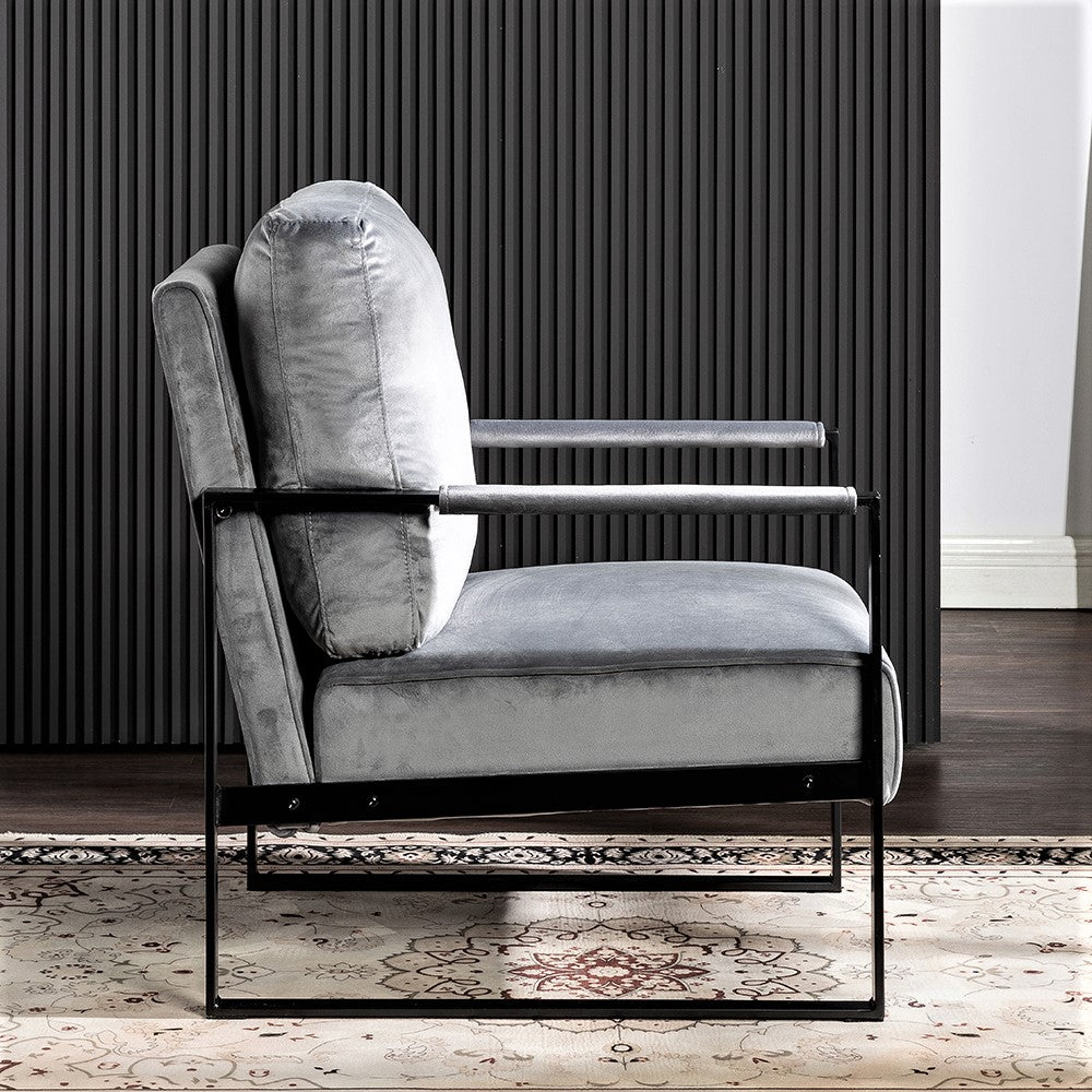 Classic Mid Century Modern Accent Chair With Durable Square Metal