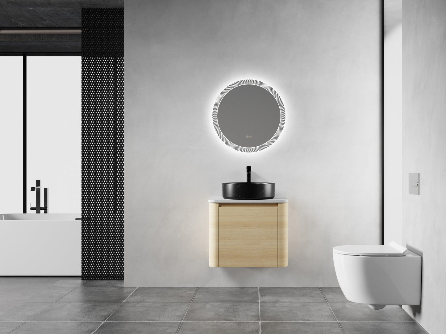 24'' Wall-Mounted Bathroom Vanity With Ceramic Art Sink &