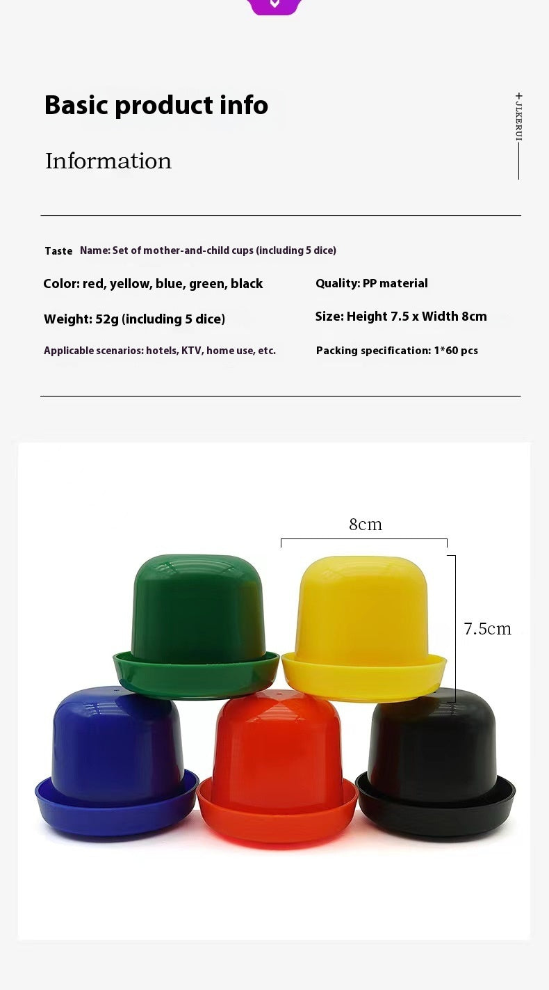 Multi-Color Child and Adult Dice Cup Set with Stand - Party & Game Accessory