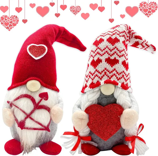 Red Lighted Gnome Decorations - 2PCS Plush Elf Ornaments