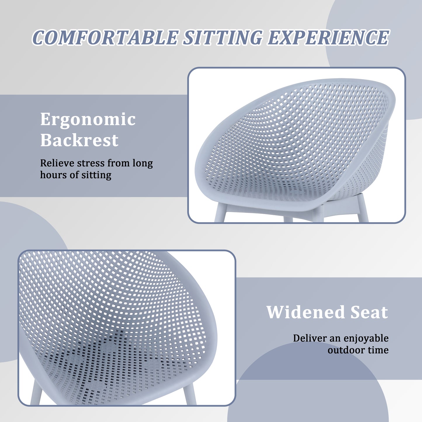 Light Blue Modern Lounge Chairs & Round Table Set - 2-Pack