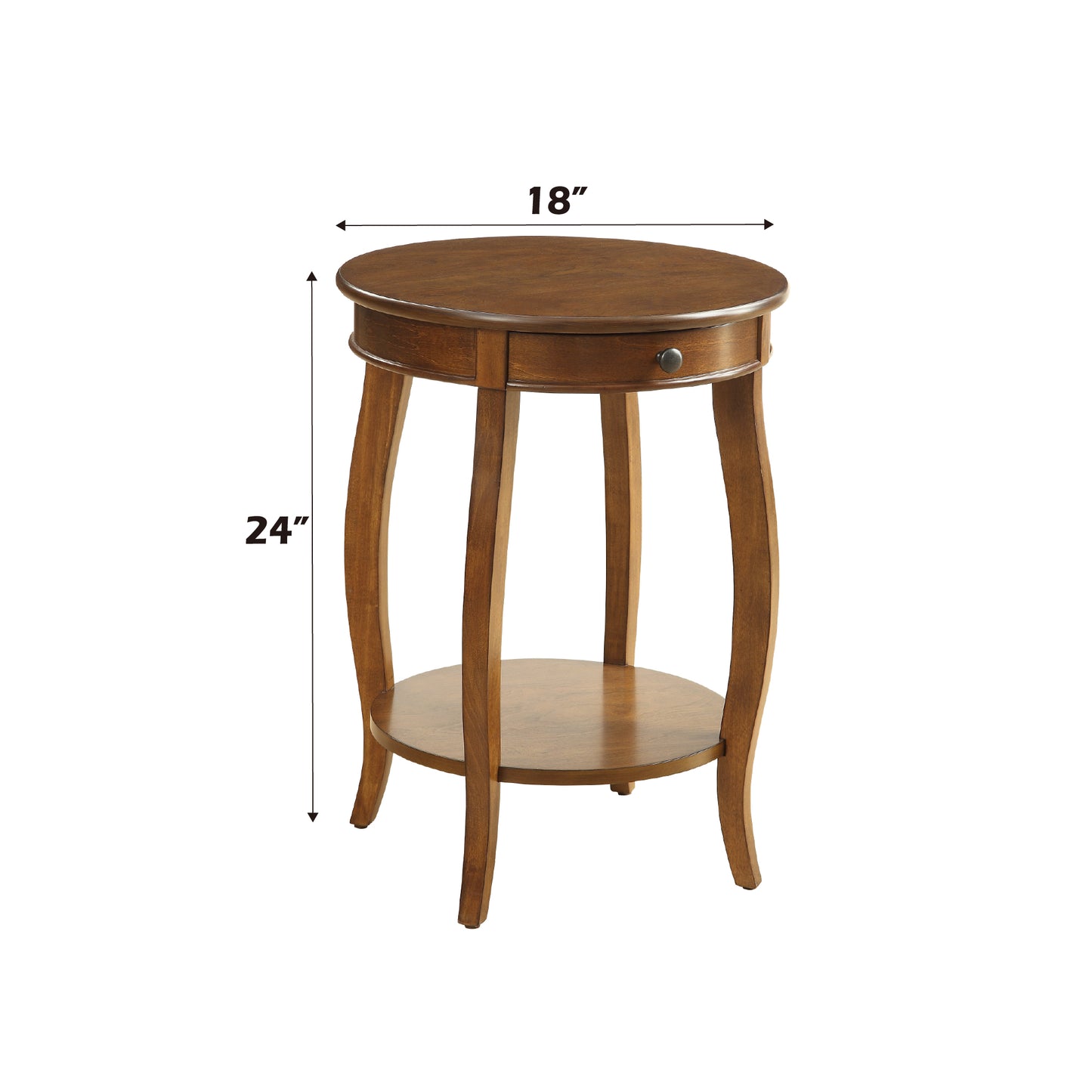 Walnut Finish Accent Table with Drawer & Open Shelf