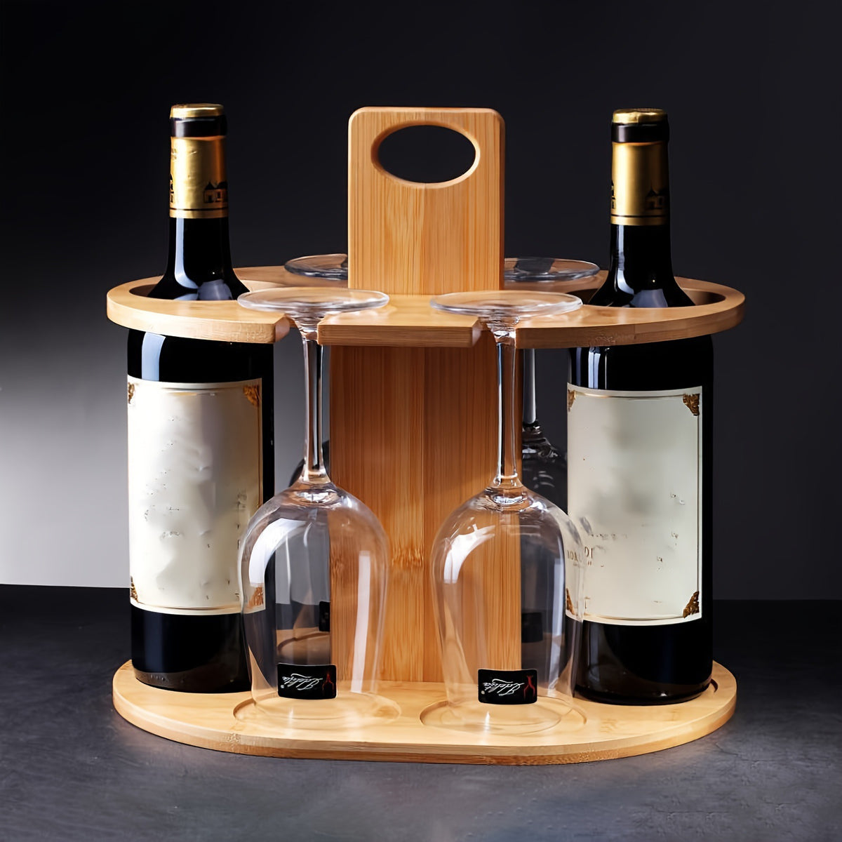Wooden Bamboo Wine Rack Ornament - Chinese Style Home Bar Decor