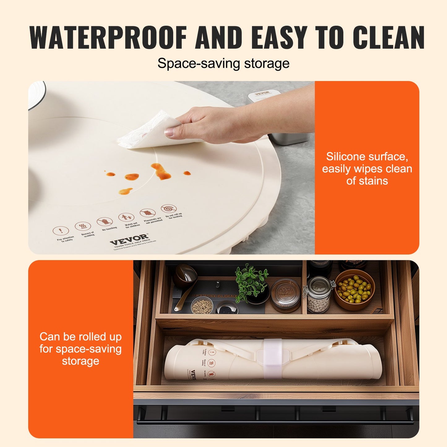Electric Food Warming Tray with Temperature Control - Rollable Buffet Warmer, White