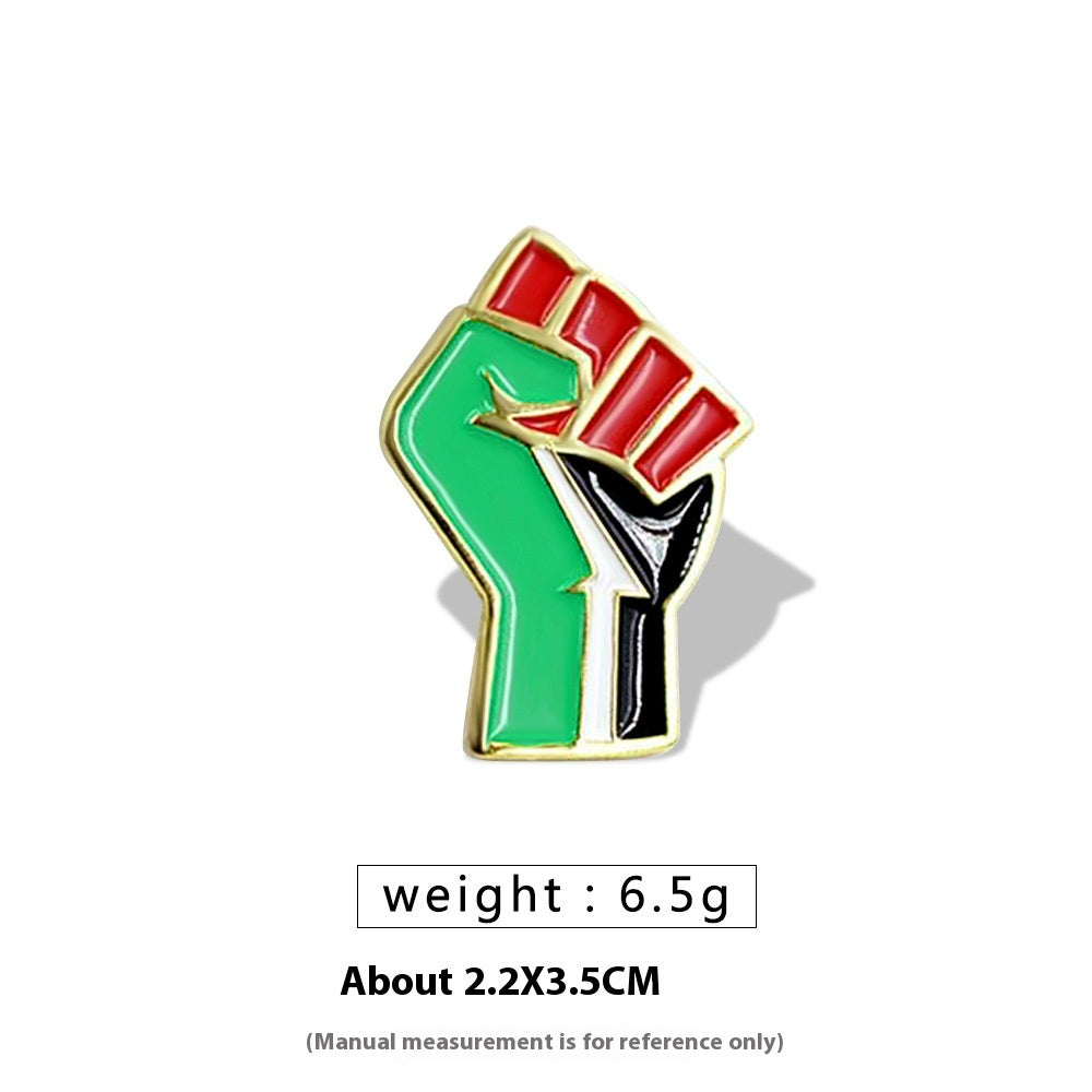 Free Palestine Flag Brooch Pin - Gold & Black Badge for Clothes & Accessories