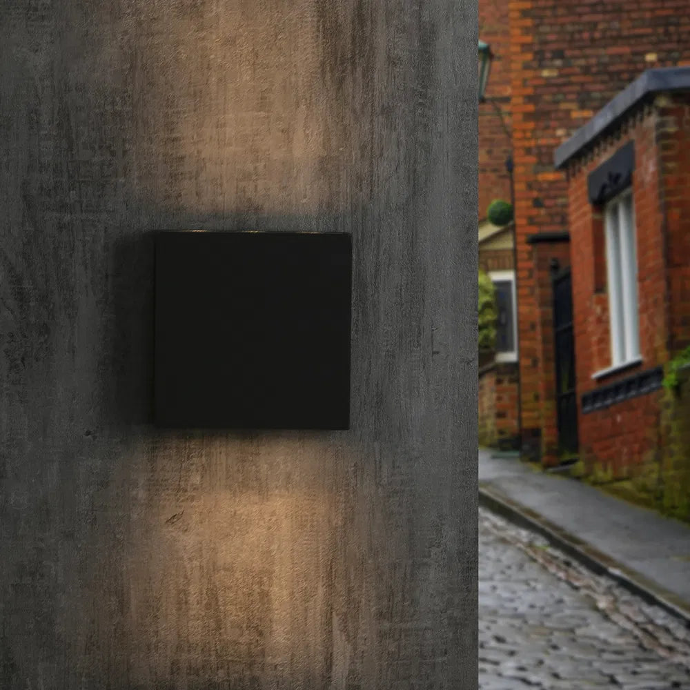 Outdoor Wall Sconce Waterproof Up and Down Lighting Porch Lantern - Black