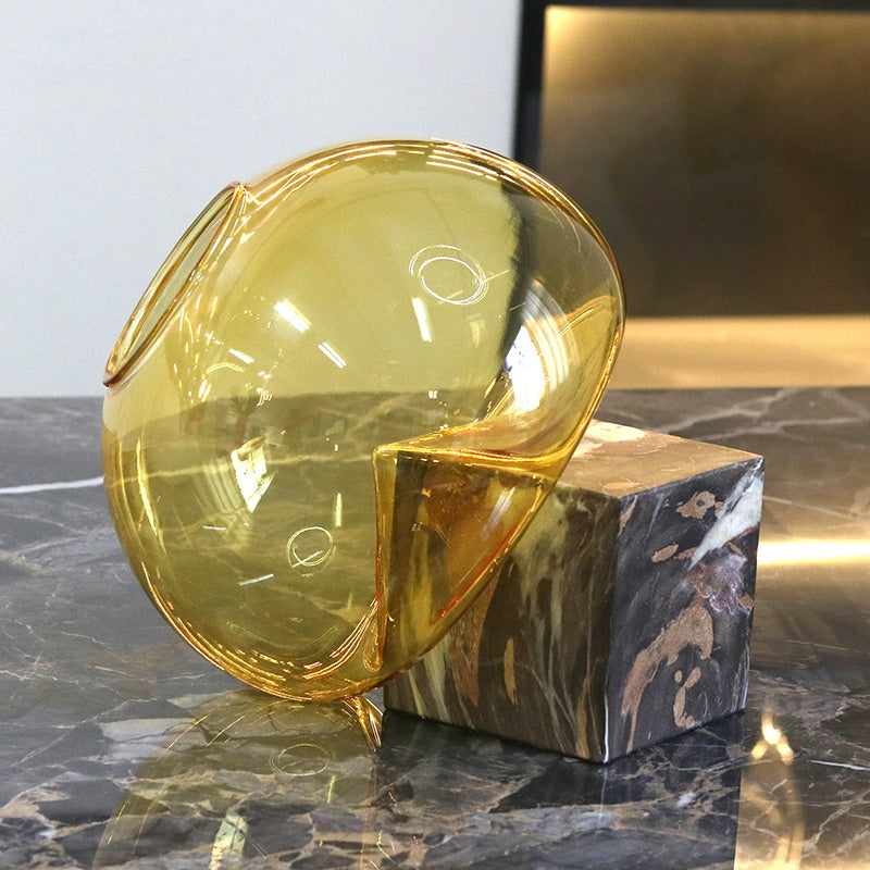 Glass Flower Vase with Metal Base - Elegant Home Decor