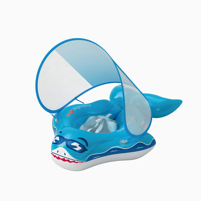 Inflatable Baby Swimming Ring with Safety Seat & Sunshade Canopy