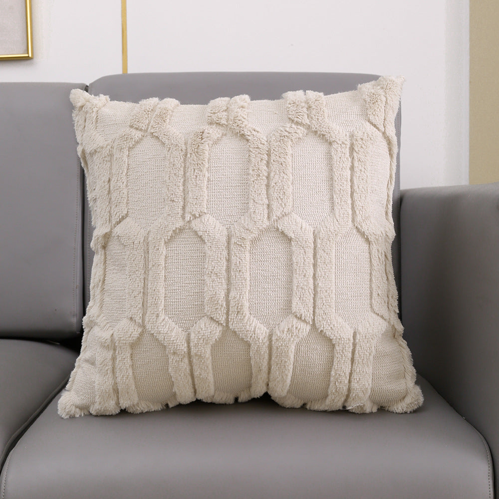 Embroidered Plush Lumbar Pillow Cover - Modern Sofa Cushion 45x45cm & 30x50cm