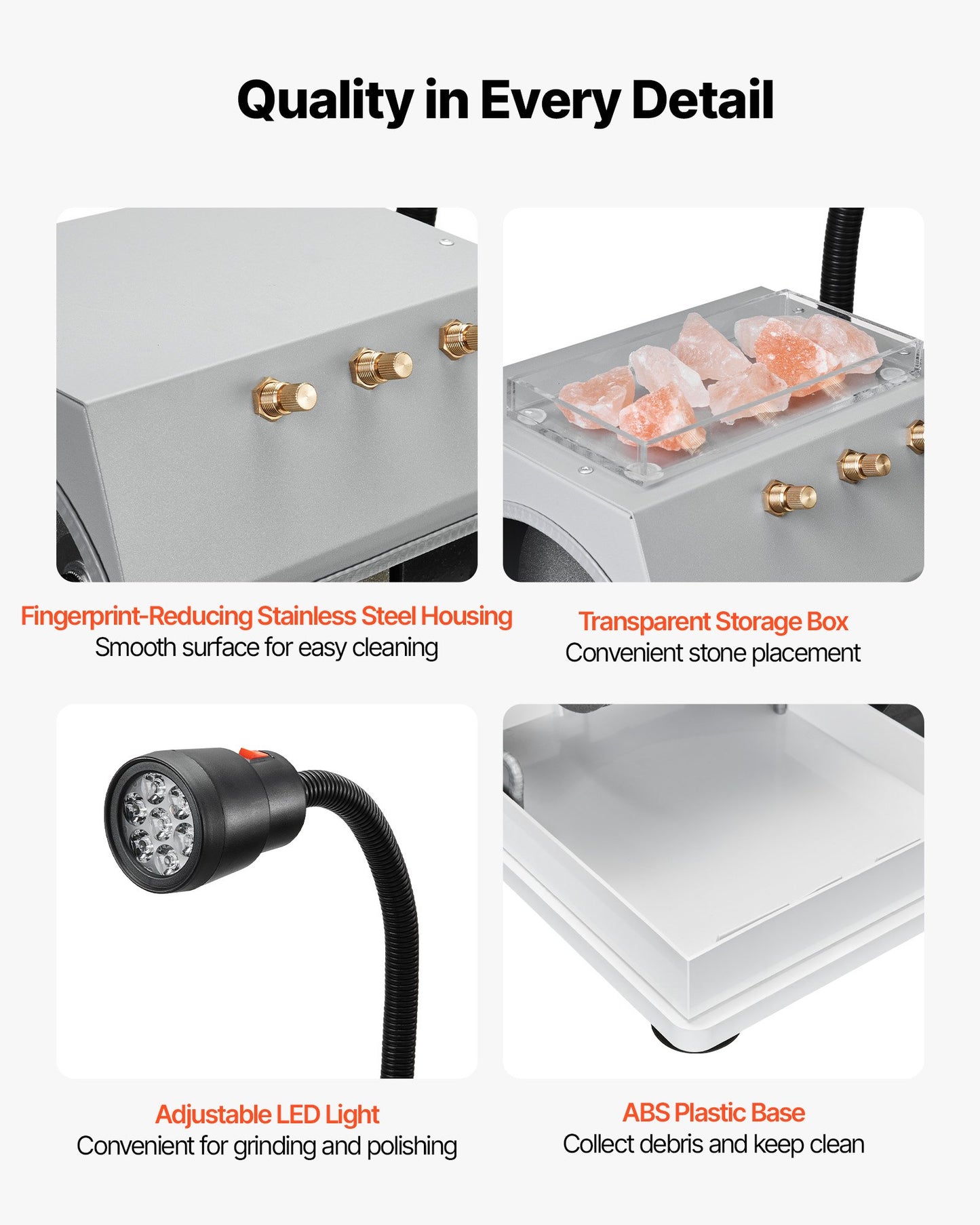 8-Inch Cabbing Machine for Gemstone Grinding & Polishing - 3/4 HP, Water System, LED Light