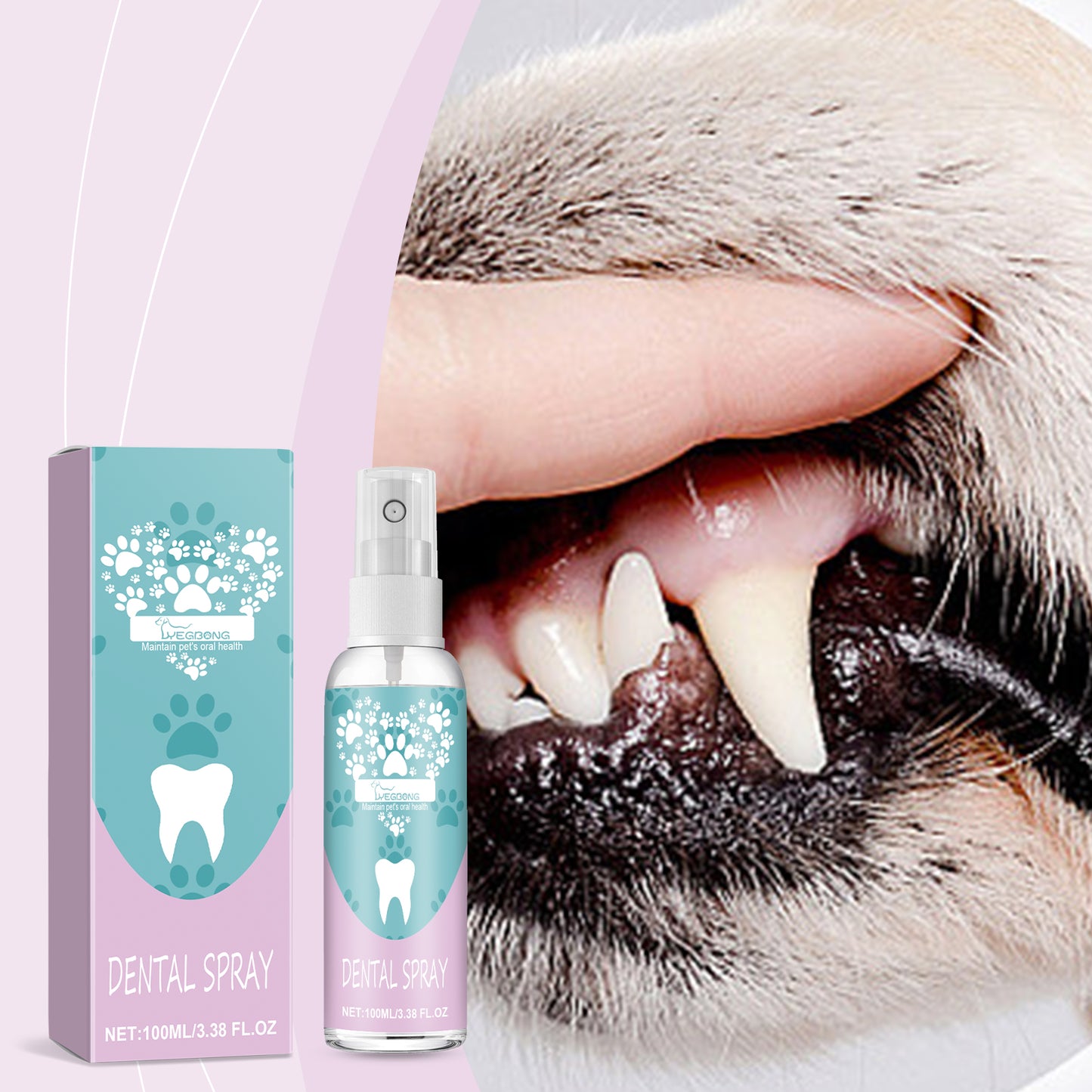 Pet Oral Care Spray for Dogs & Cats - No Brushing Needed, Fresh Breath & Whitening 100ml