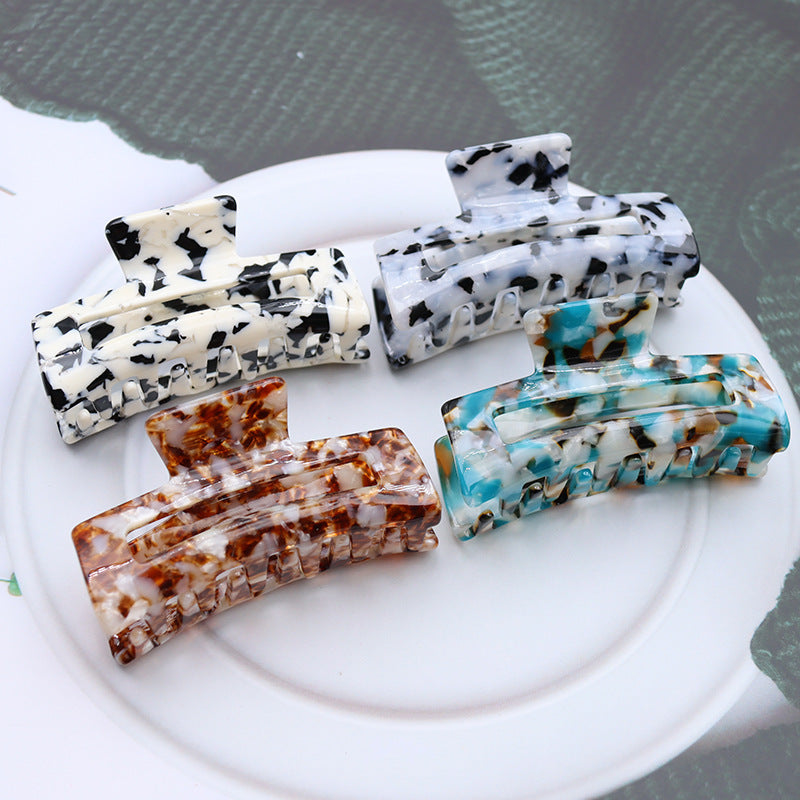 Acetate Medium Square Grab Clip Hair Pin - Hollow Geometric Design