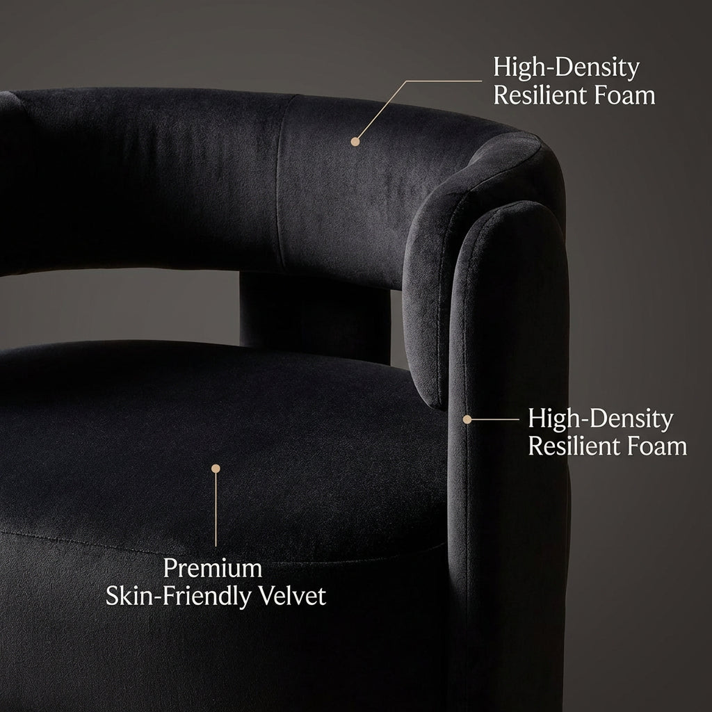 Modern Velvet Accent Chair - Comfy Single Sofa for Living Room