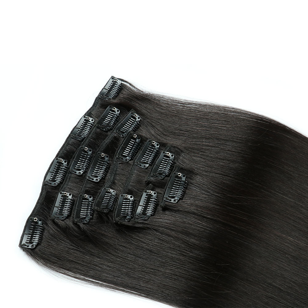 Clip-in Human Hair Extensions 14 Inches 70g Seven-Piece Set for All Hair Types