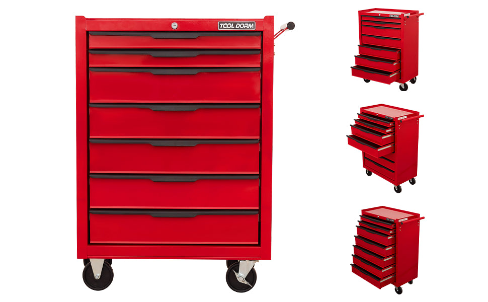 24.2-Inch Metal Rolling Tool Cabinet with Drawers and Locking System