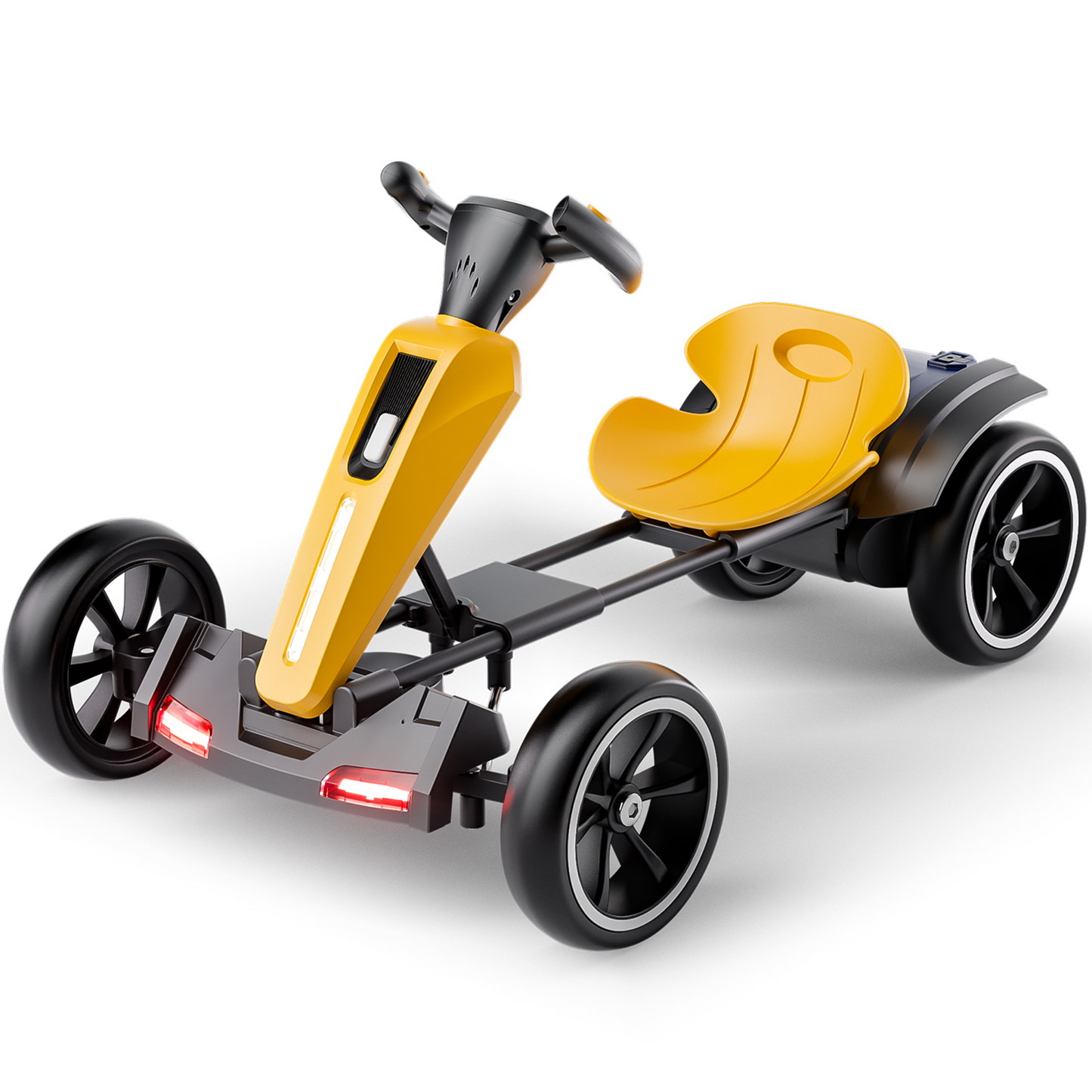 12V Electric Kids Pedal Go Kart with Adjustable Seat - Yellow