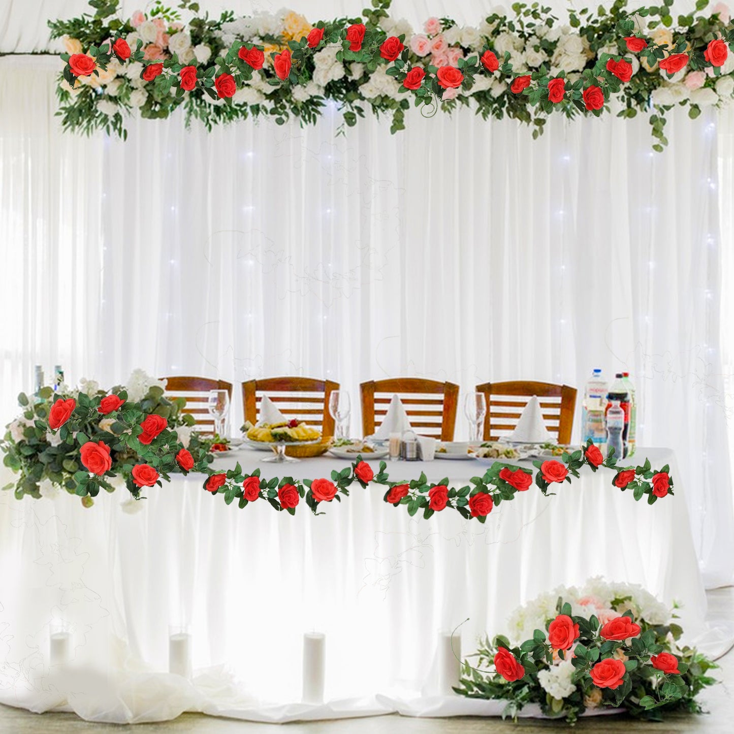 Red Artificial Eucalyptus Garland - 230cm Floral Vine Decoration