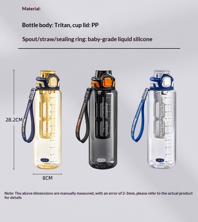 High-Temperature Resistant Outdoor Water Bottle 1100ML Tritan Drinkware