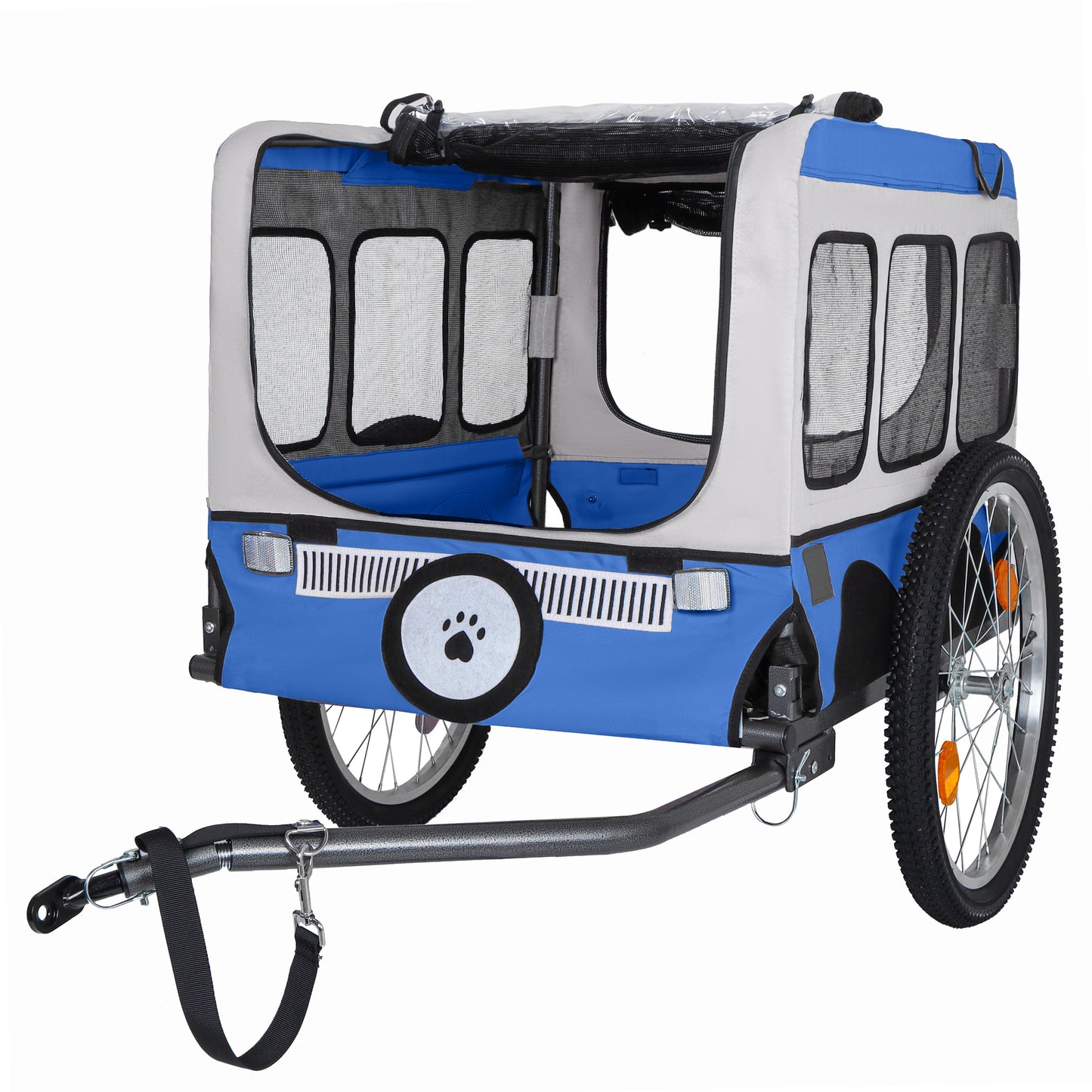 Heavy-Duty Folding Bike Trailer for Dogs with All-Terrain Wheels - Blue Gray