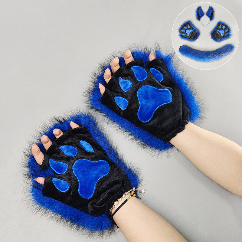 Halloween Werewolf Mascot Costume Props with Plush Ear Headband and Tail