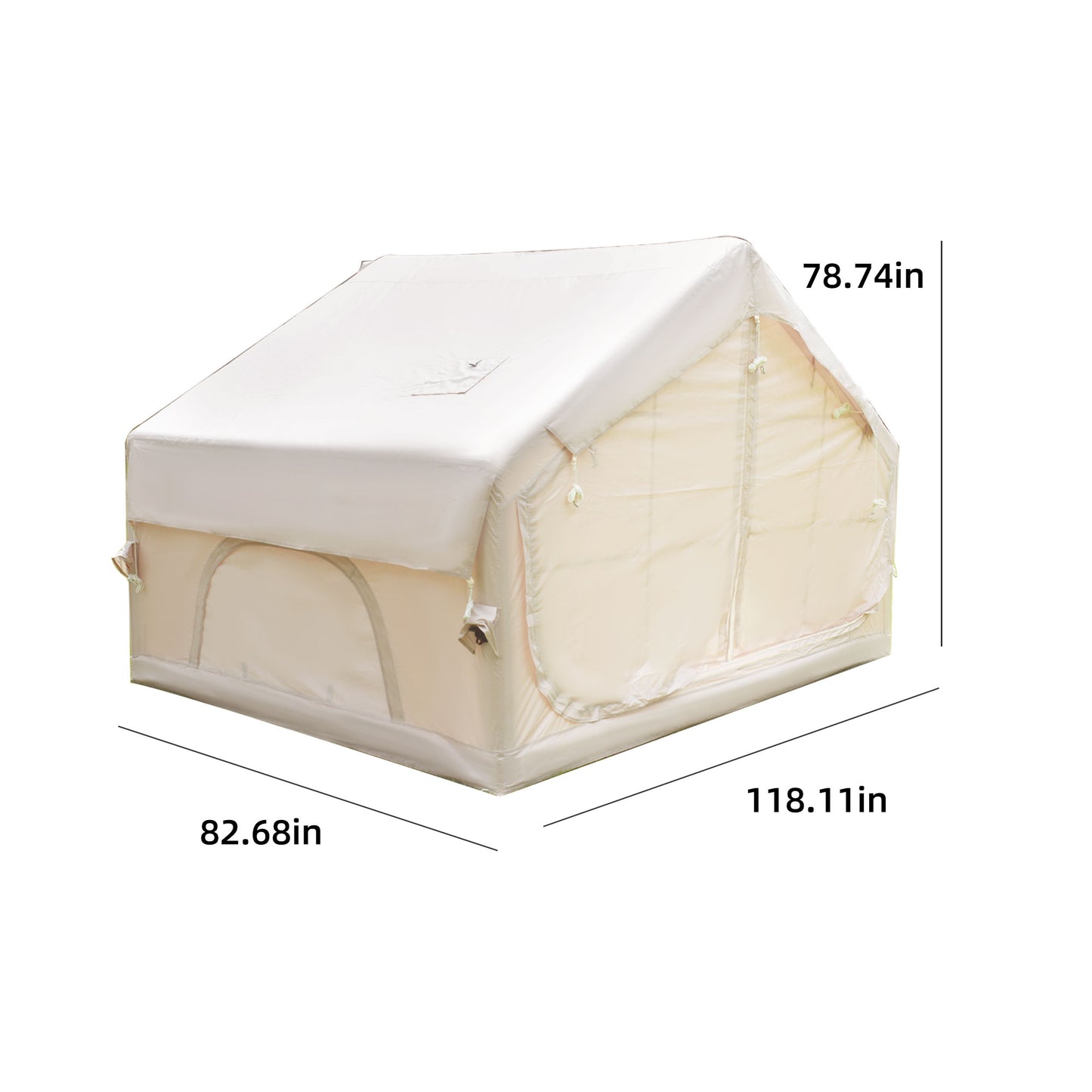 Inflatable 4-Season Camping Tent - Waterproof & Windproof - Beige