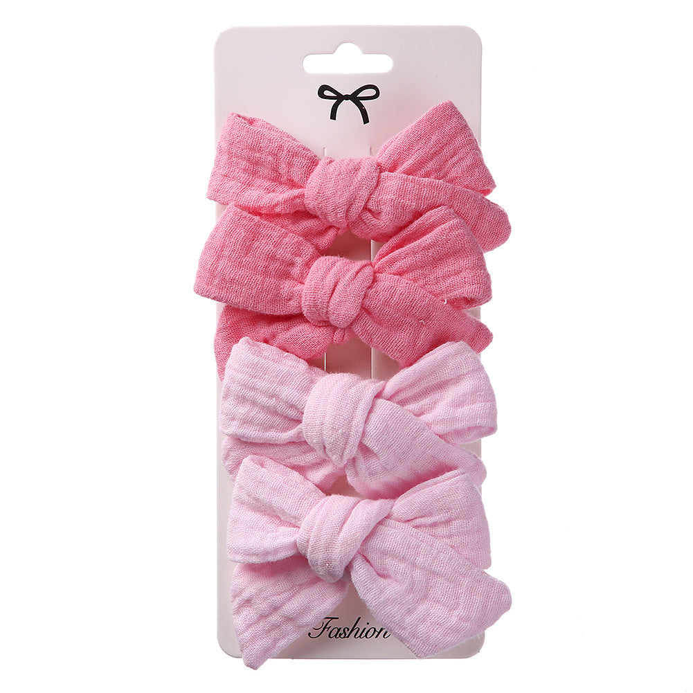 Children's Plaid Bow Hair Clips, 4-Pack
