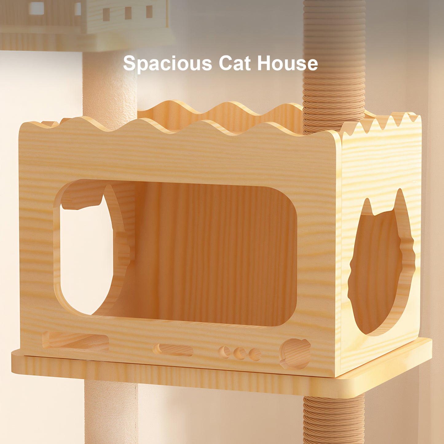 66.9-Inch Modern Wooden Cat Tree Tower with Sisal Posts & Acrylic Hammock