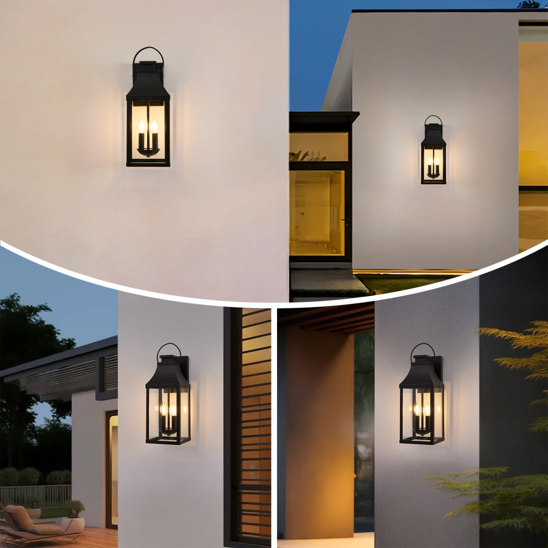 Modern Black Outdoor Wall Light Fixture - 2-Light Sconce
