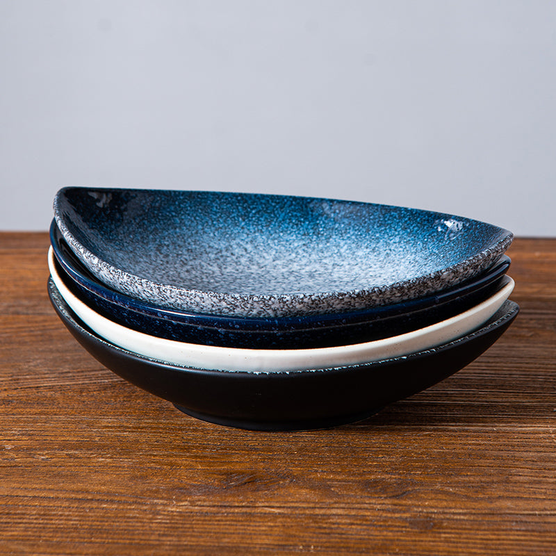 Oval Ceramic Salad Plate - Irregular Shape, 9 & 10 Inch Options, Multiple Colors