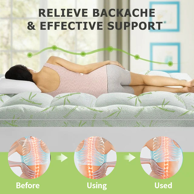 Cool Bamboo Mattress Topper - Thick & Breathable Design