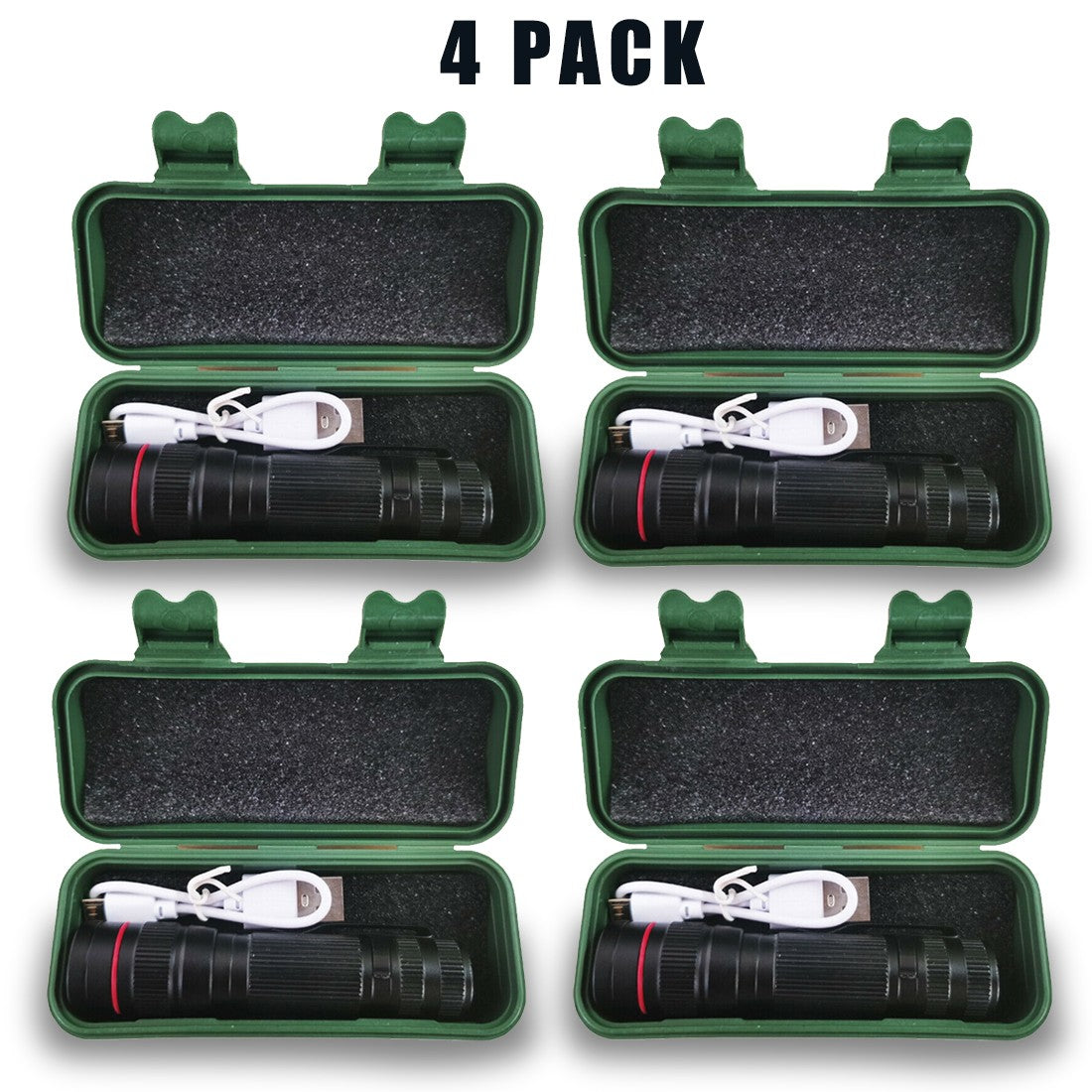 Rechargeable LED Flashlight Pack - Tactical Zoom Mini Pen Light for Camping & Outdoor Use