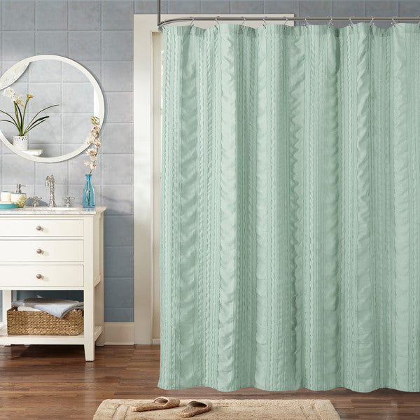Seersucker Striped Shower Curtain - 72x72 Inch Boho Design