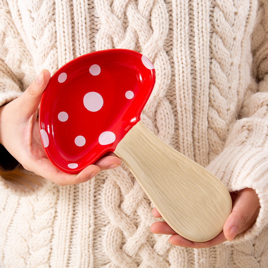 Ceramic Mushroom Spoon Holder - Modern Kitchen Tableware, High Temperature Resistant