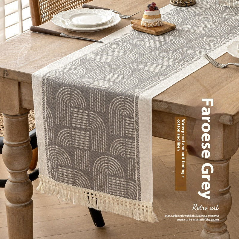 Cotton Linen Dining Tablecloth for Kitchen & Dining - Long Size