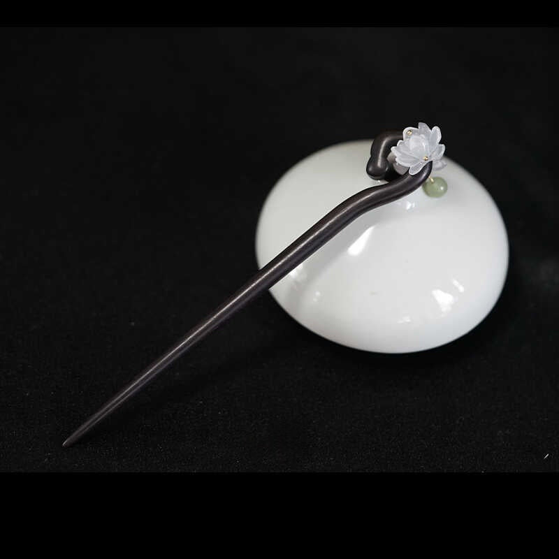 Handmade Lotus Hairpin - Double-Sided Wood Hair Accessory