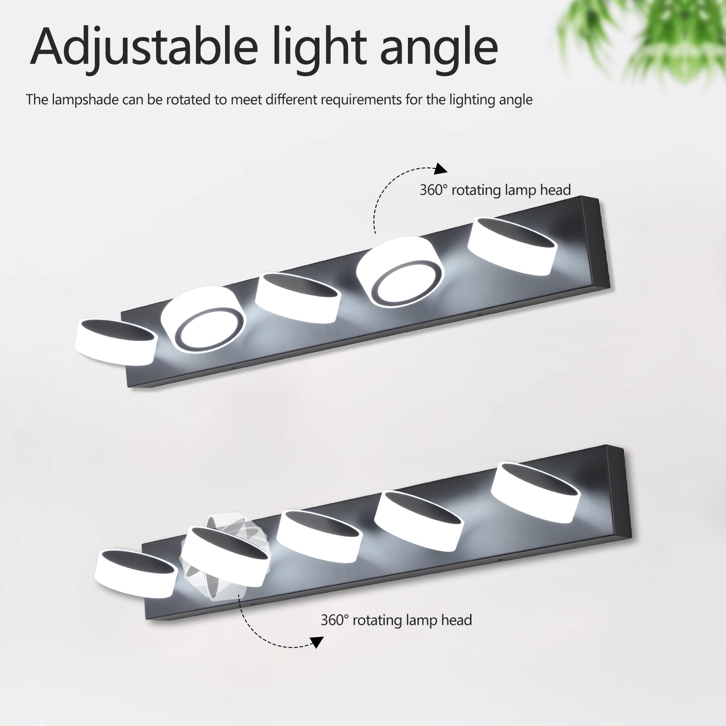 5-Light LED Vanity Light Fixture - Dimmable Black Bathroom Lighting