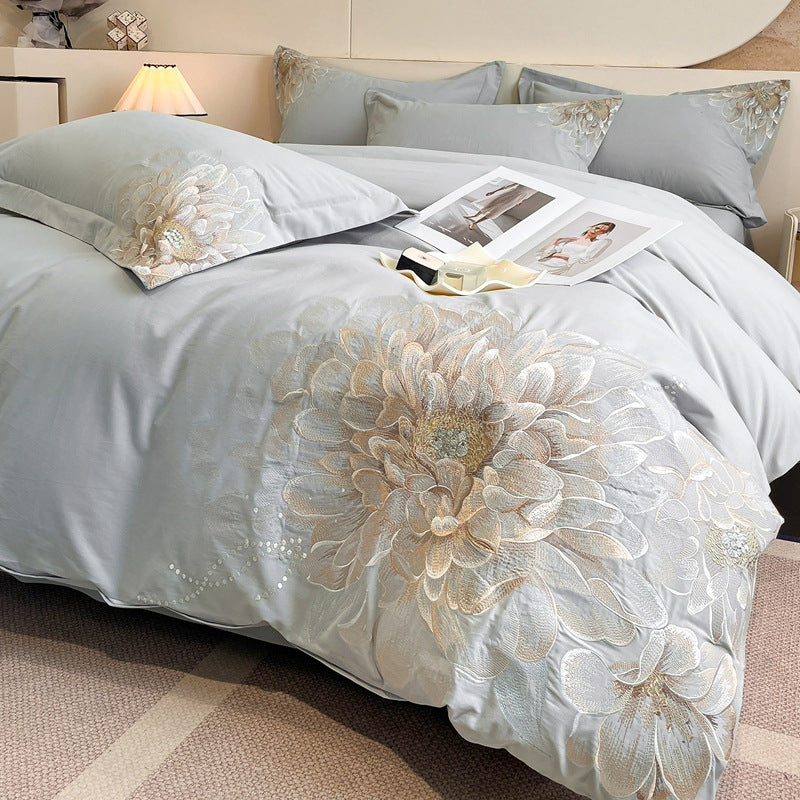 Cotton Embroidered Fitted Bed Sheet Set - Multiple Sizes & Patterns
