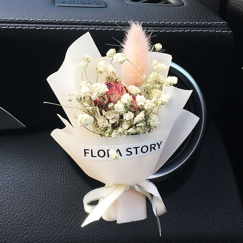 Decorative Dried Flowers Air Outlet Car Freshener - Colorful Aromatic Bouquet
