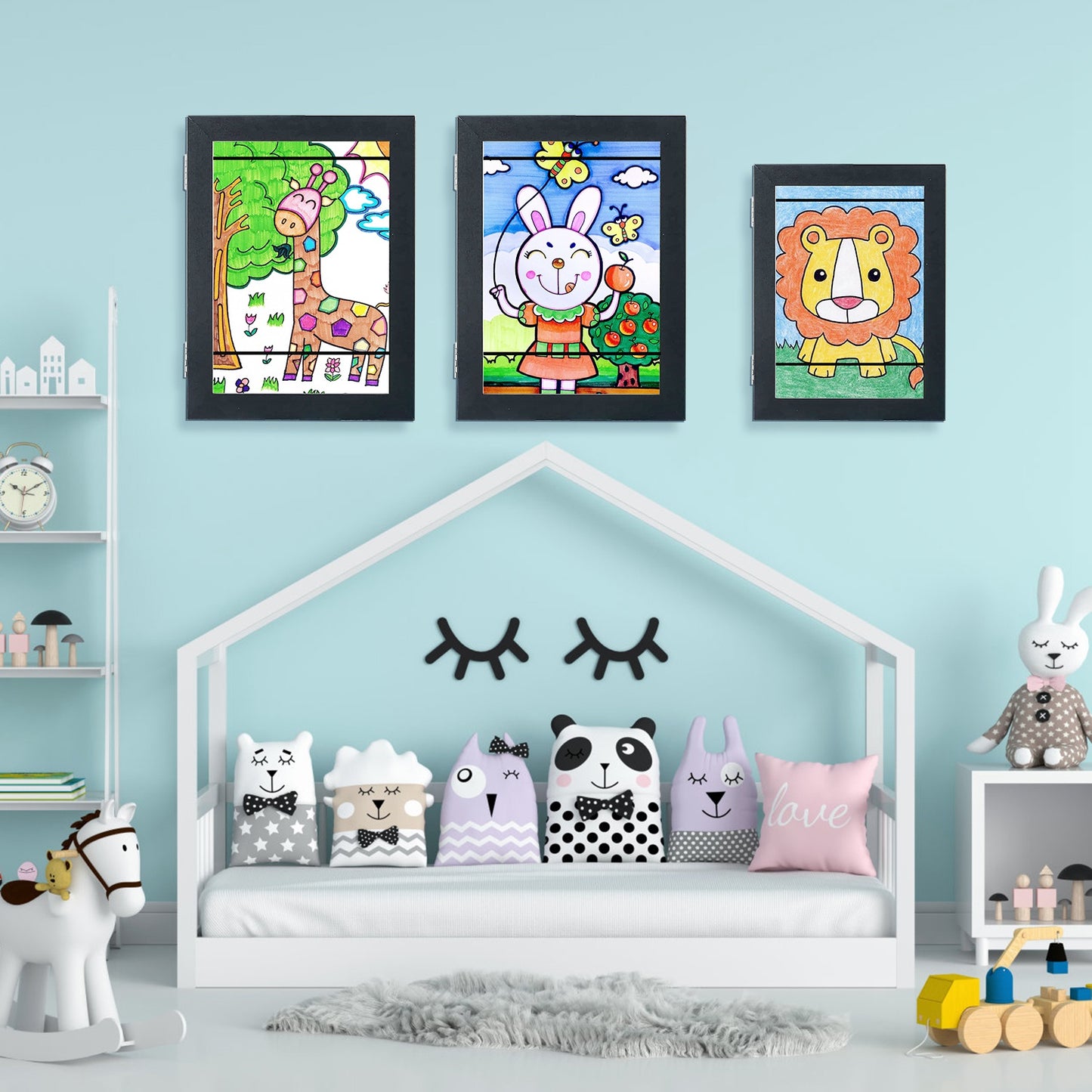 Kids Art Frame - Front Opening Wooden Display for Artwork Storage