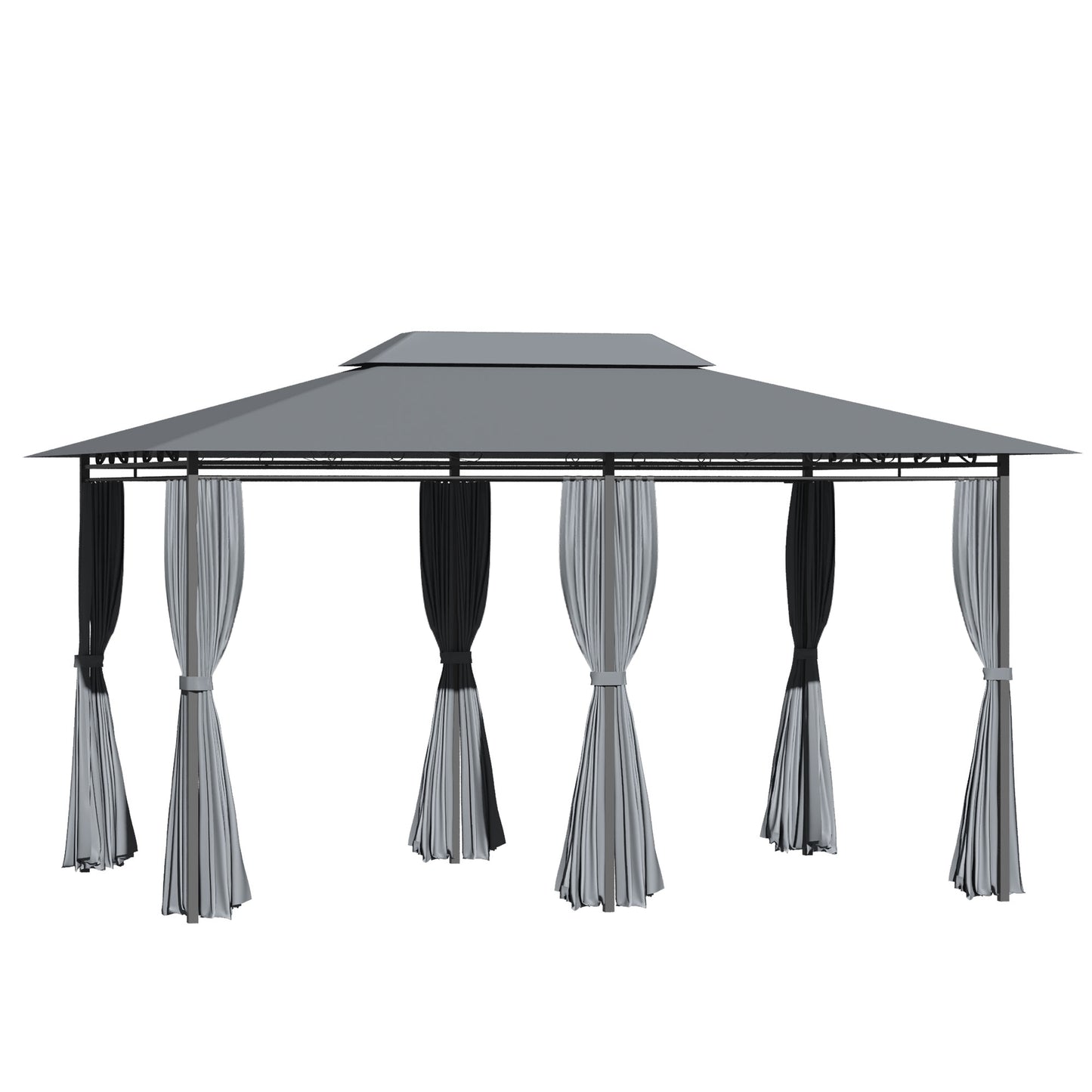 10' x 13' Outdoor Steel Frame Gazebo with Curtains - Gray