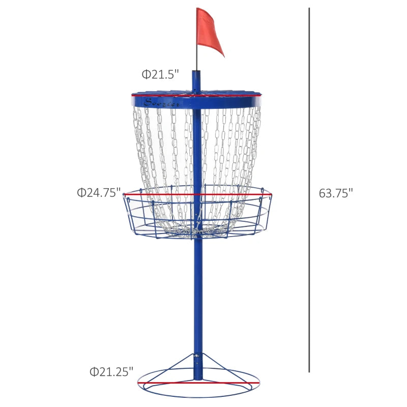 Portable Disc Golf Basket with 24 Chains & Carrying Bag - Deep Blue