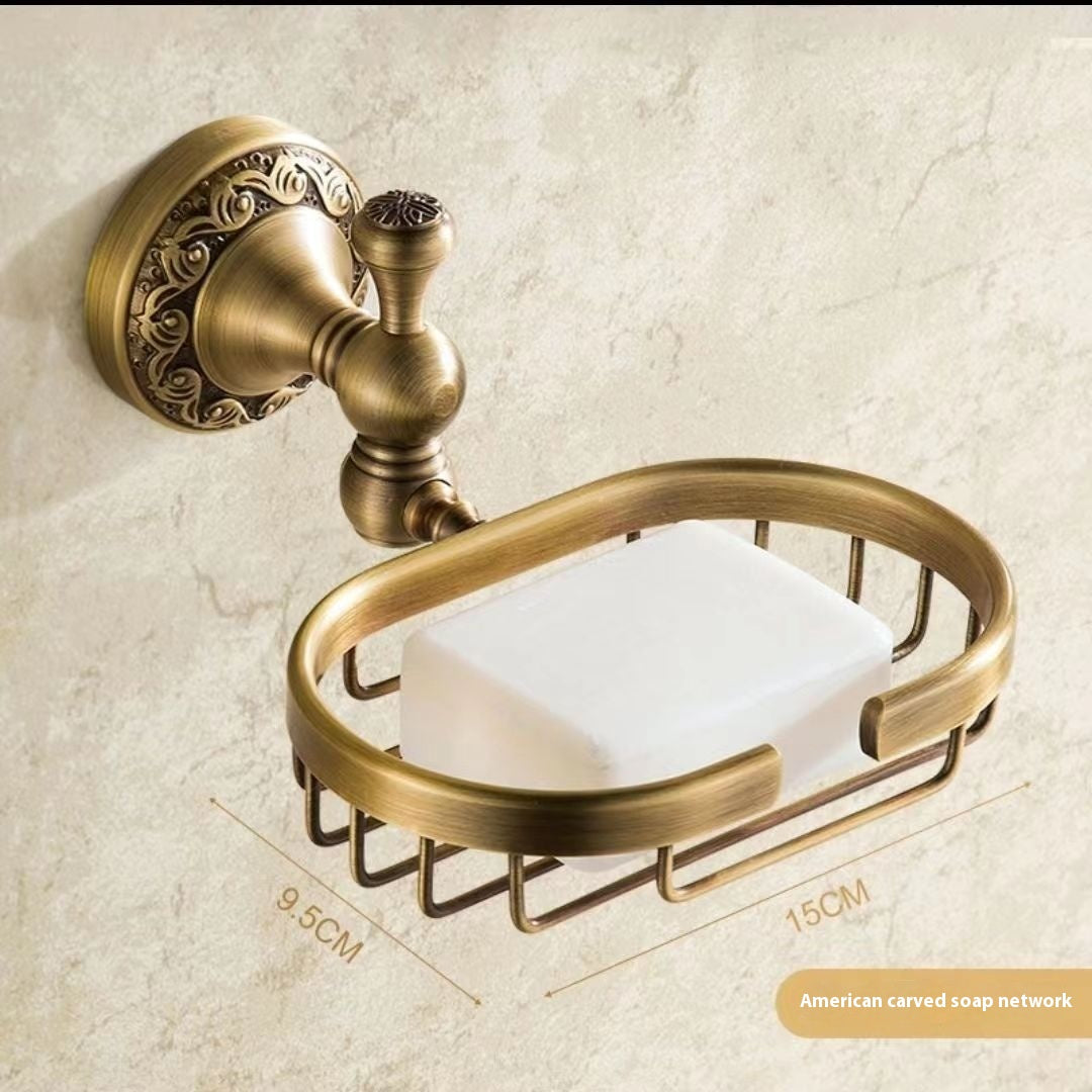 Copper Wall-Mounted Bathroom Shelves with Carved Design - Multiple Sizes