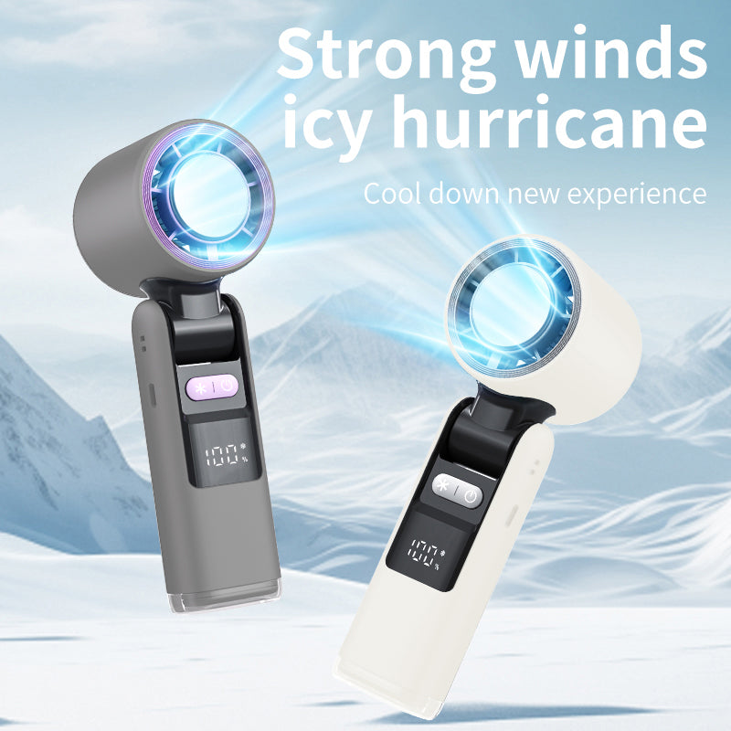 Rechargeable Handheld Fan with LED Display, Foldable Personal Cooling Device