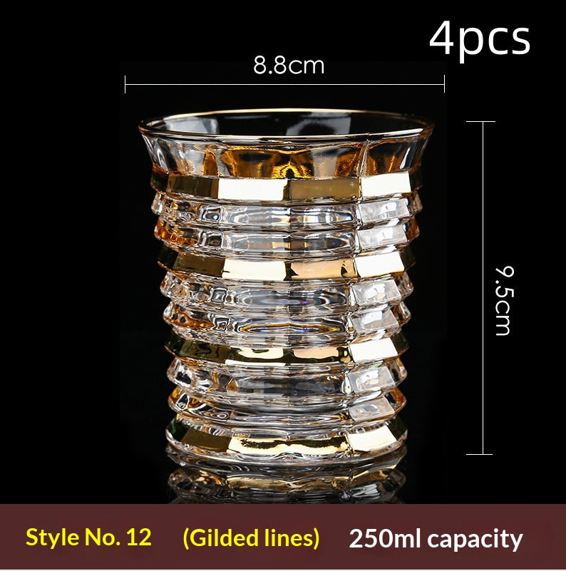 Large Gold-Trimmed Gin Crystal Glass - Vintage Drinkware for Bar & Kitchen