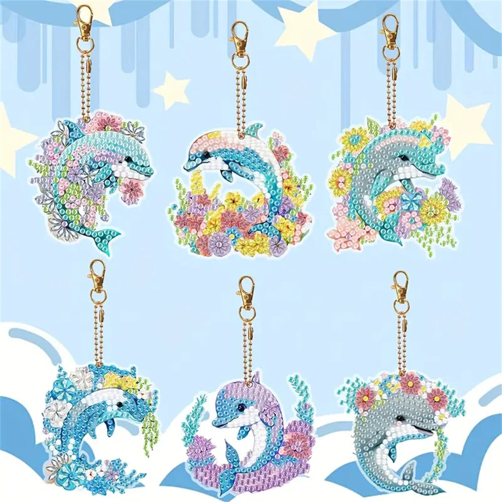 DIY Diamond Painting Keychain Dolphin Pattern Craft Kit for Beginners