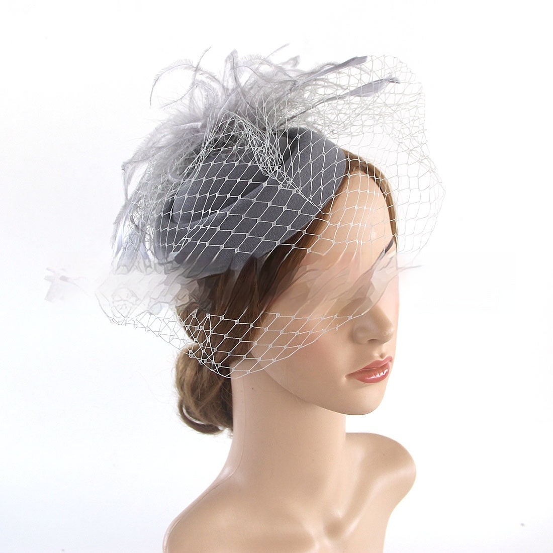 Vintage Bridal Veil Headdress with Flowers